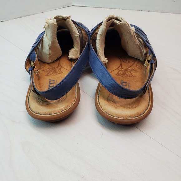 Born Blue Leather Cutout Slingback Sandals Women 11 M/W D20404 - Picture 13 of 14